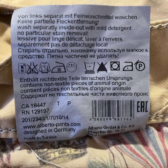 ALBERTO 31/30 REGULAR SLIM FIT PIPE LUXURY T400 JEANS LOGO CAMEL TAPERED COTTON - Picture 7 of 7